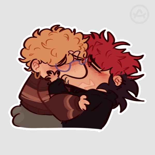Rhys + August Smooch Die Cut Sticker