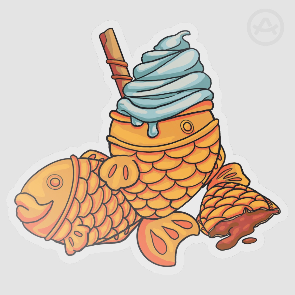 Taiyaki Ice Cream Vinyl Die Cut Stickers