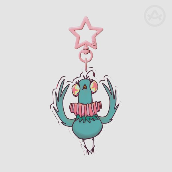 Pipette the Pigeon Clow Keychain - Pink Star