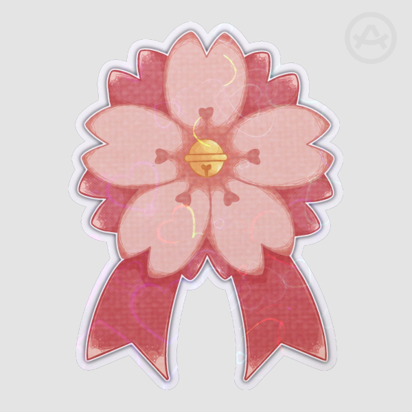 Pink Cherry Blosson Bow Die Cut Sticker (hearts)