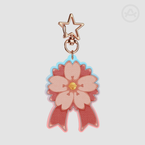 Pink Cherry Blosson Bow Acrylic Keychain