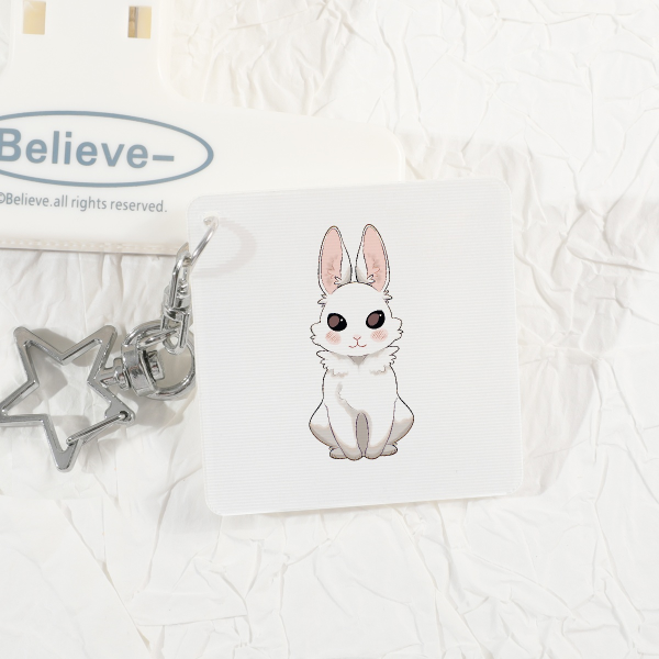Creepy Cute Bunny | Lenticular Acrylic Pendant - 1.96"-Square, ①
