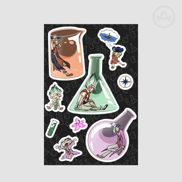 Dr Stone Beaker Sticker Sheet