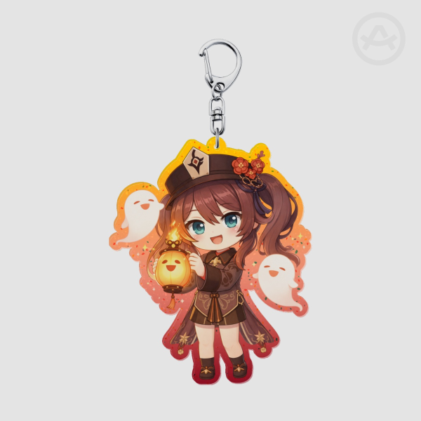 Hu Tao and the Ghosts Glitter Acrylic Keychain