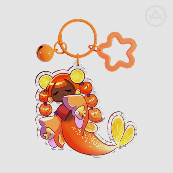 Orange Mermaid Ripple Acrylic Keychain