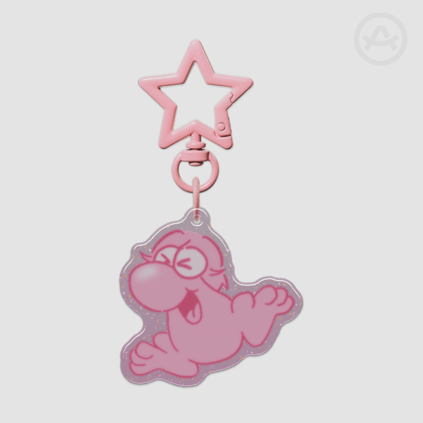 Emu Nerd Glitter Keychain