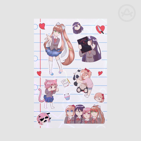 Doki Doki Literature Club Stickers Sheet