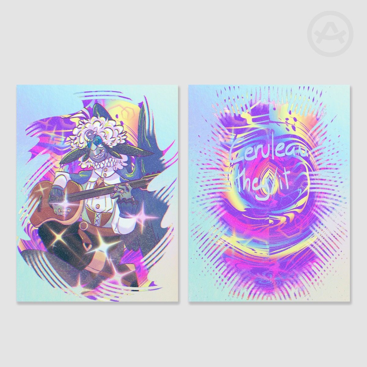Cerulean Rainbow Holographic Photocards