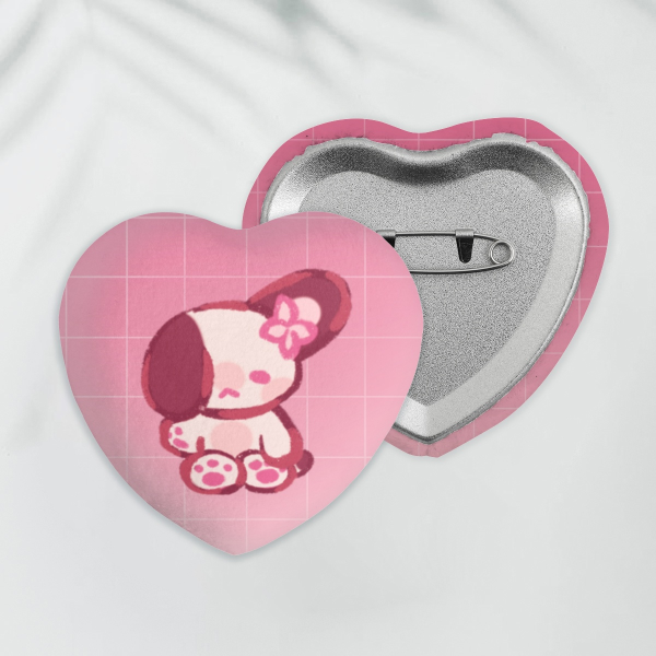 Hearty 🧁 - Cute bunny - Heart Shape Plush Badge