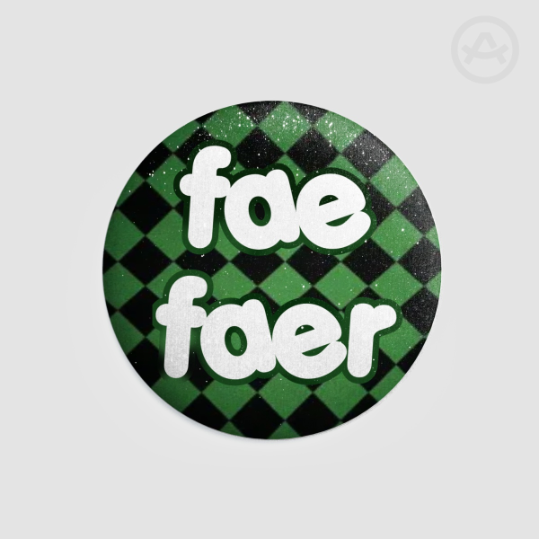 fae/faer diamond black and green Round Badges (Button Pins)