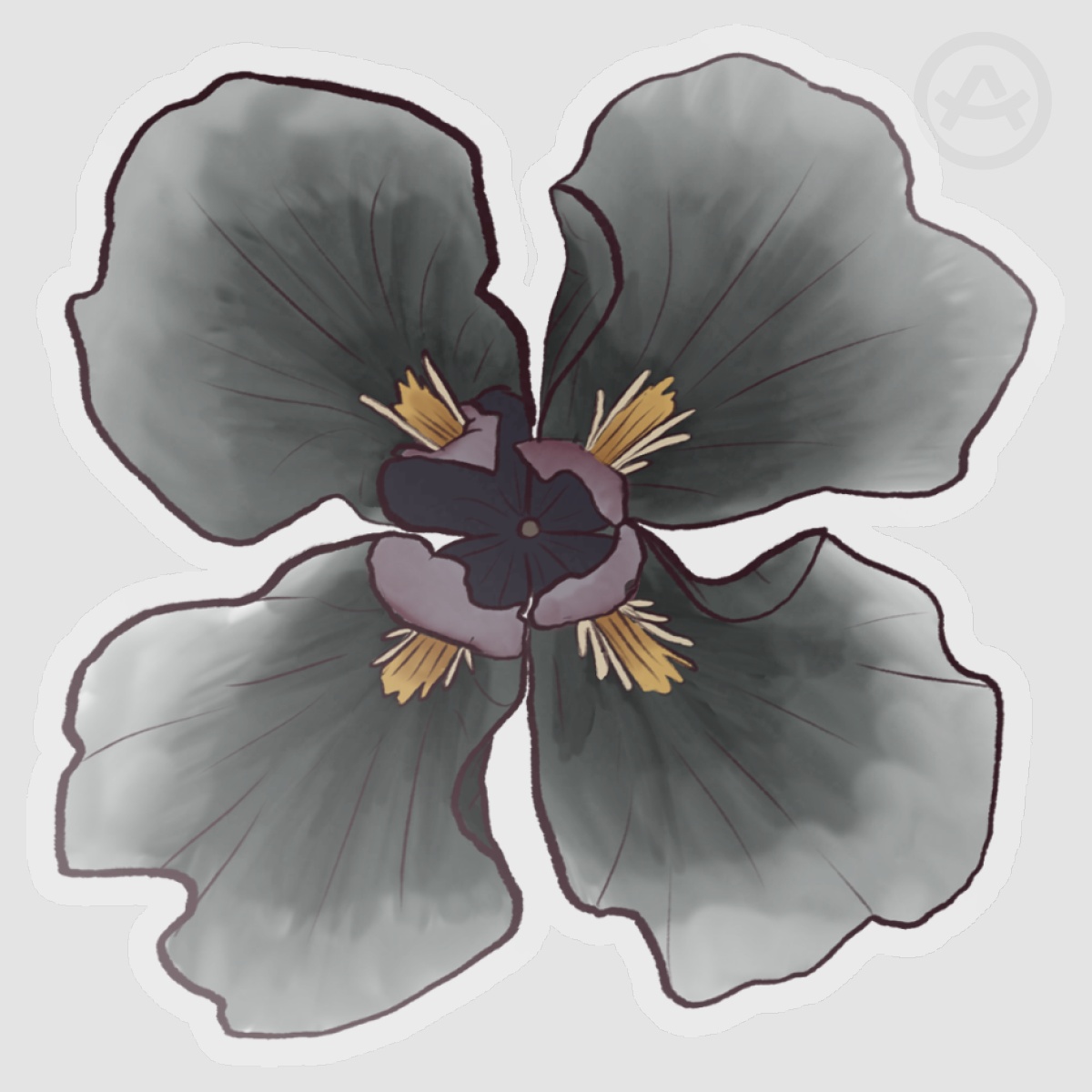Black Pansy Vinyl Die Cut Stickers
