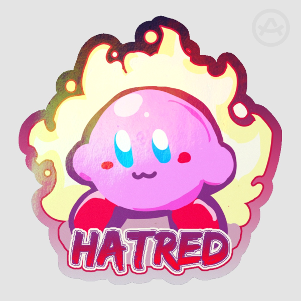 Kirby Hatred Colored Edge Die Cut Sticker