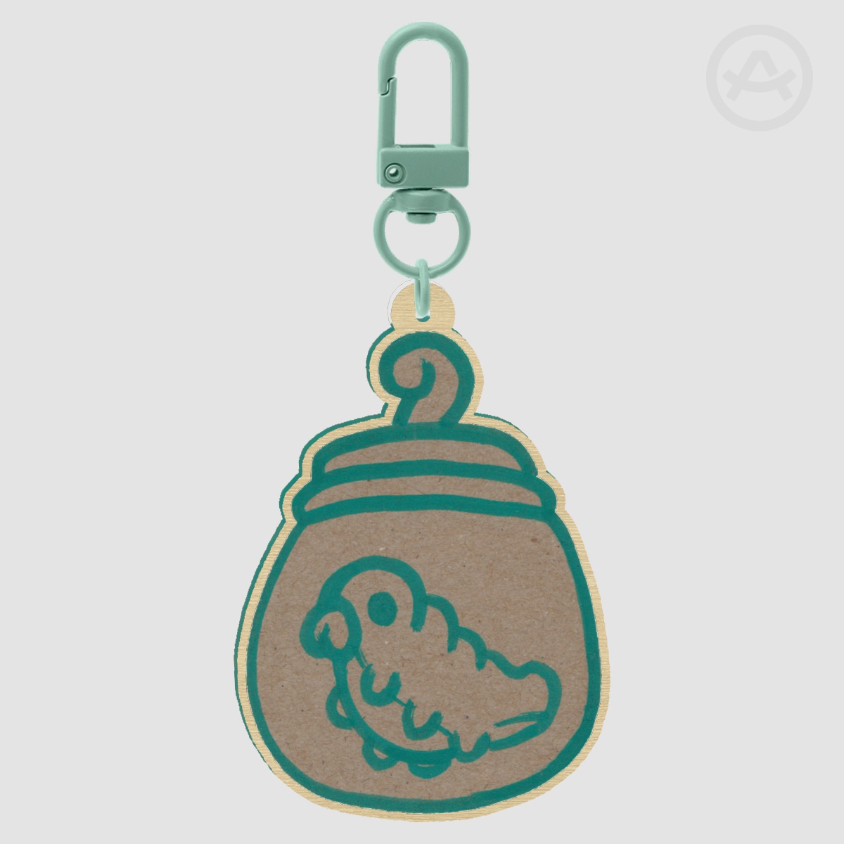 Cardboard Grub Wooden Keychain