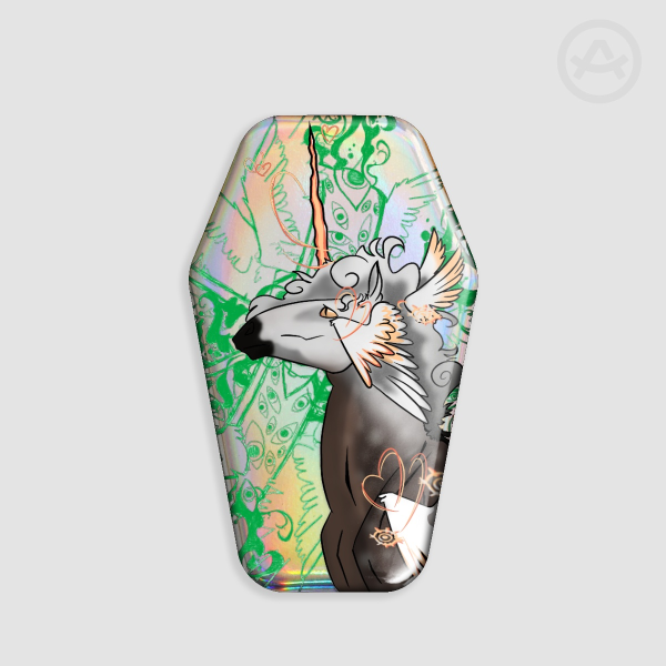 Saturn Coffin Shape Holographic Badges