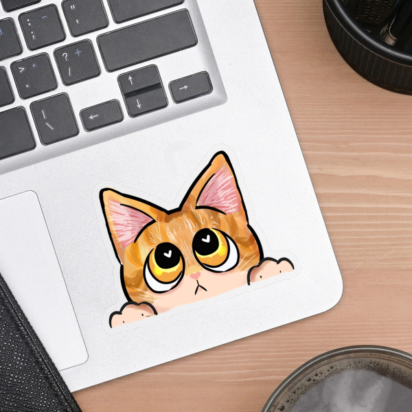 Orange Cat Peeker Clear Vinyl