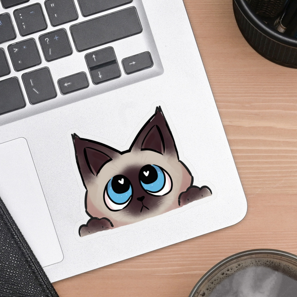 Siamese Cat Peeker Clear Vinyl