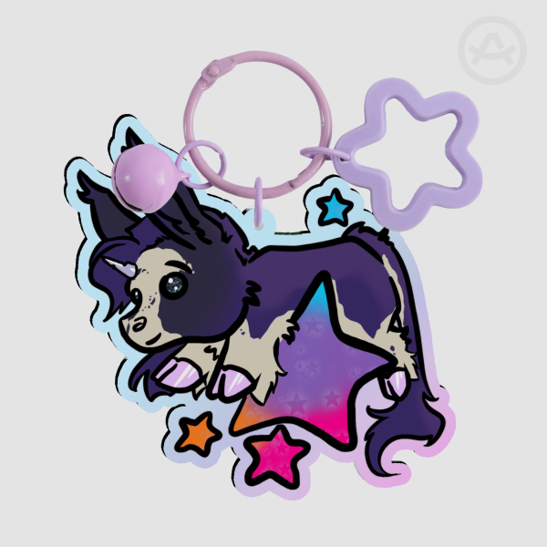 Rainbow Acrylic Keychains Cosmic Unicorn Abracadabra