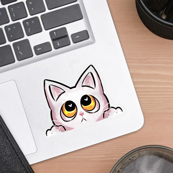 Angora Cat Peeker Clear Vinyl