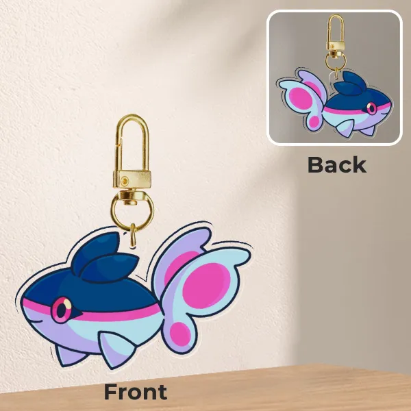 Neon tetra butterfly fish keychain