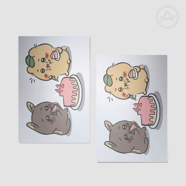 Pete Wentz and Patrick Stump Chiikawa-Style Postcard