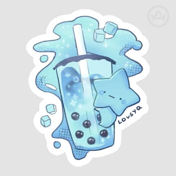 Blu Slush Boba Sticker