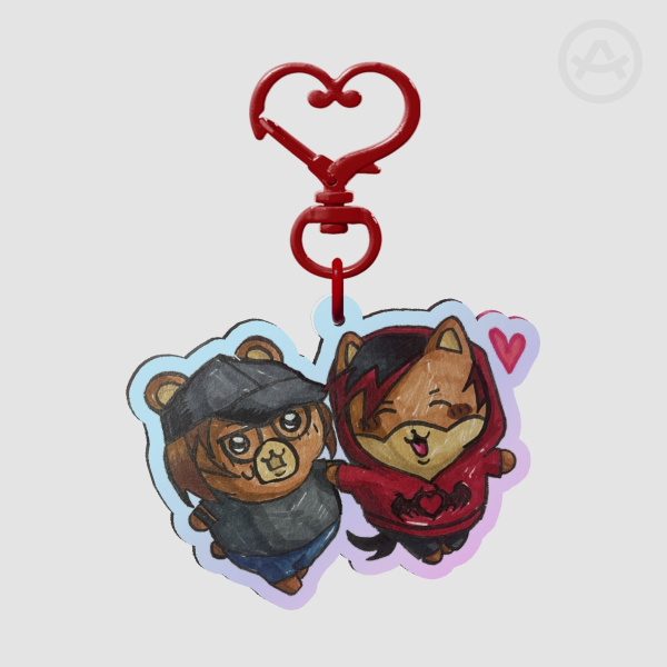 Patrick Stump and Pete Wentz Chiikawa-Style Rainbow Acrylic Keychain