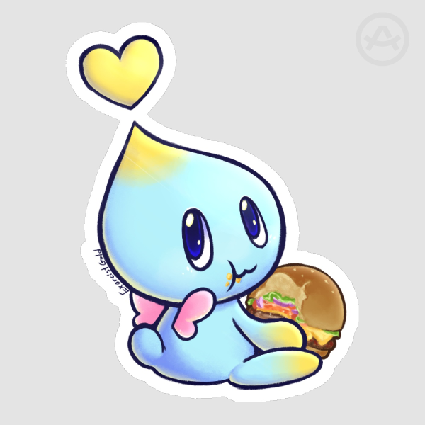 Chao eatin a burger