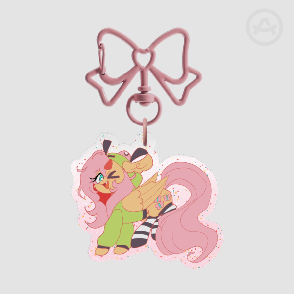 Fluttershy Colored Edge Acrylic Keychains