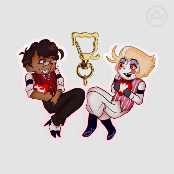 Radioapple Keychain (Human Alastor and Lucifer)