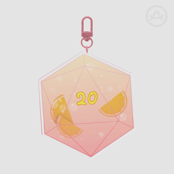 Pink Lemonade D20 Clear Acrylic Keychain