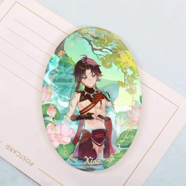 Red Xiao Oval Holographic Badges