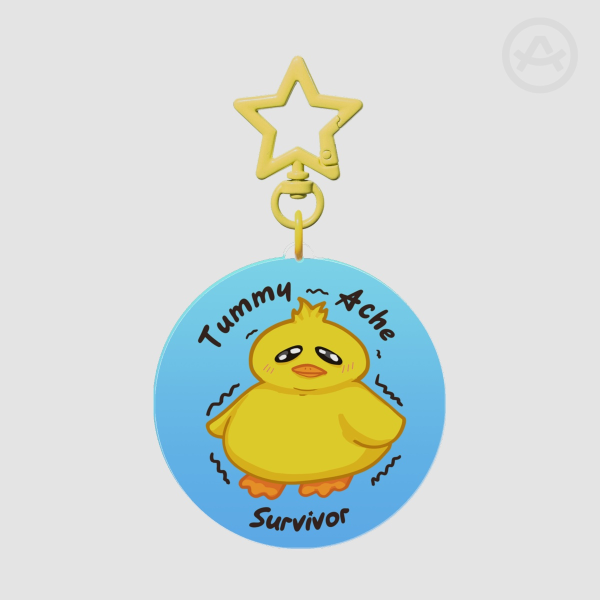 tummy ache survivor chicken mascot Full Bleed Acrylic Keychains