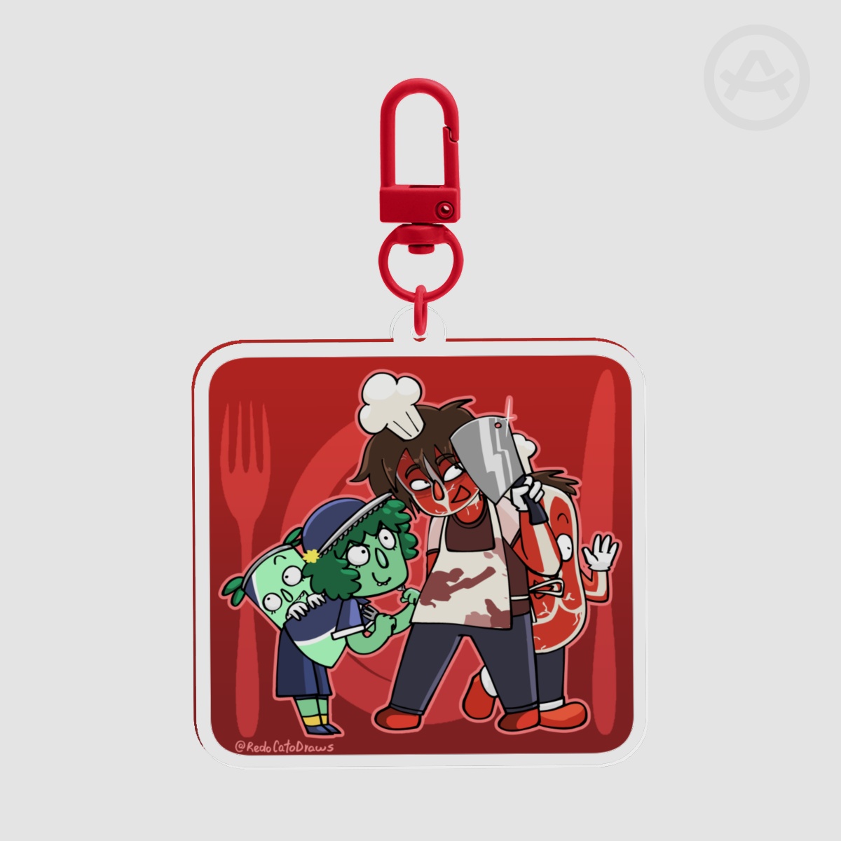 Spinach Can and Meat Guy Keychain
