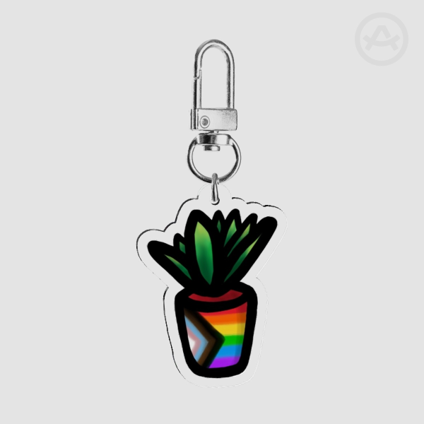 LGBTQ+ Progress Pride Plant Keychain