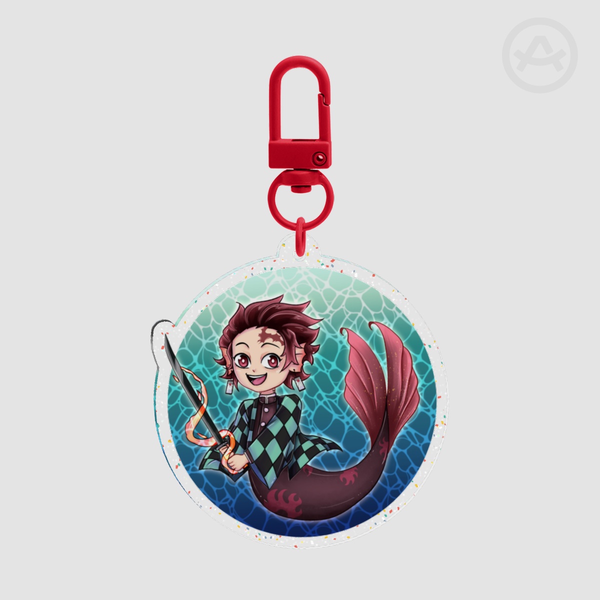 Tanjiro Fish Glitter Acrylic Keychains
