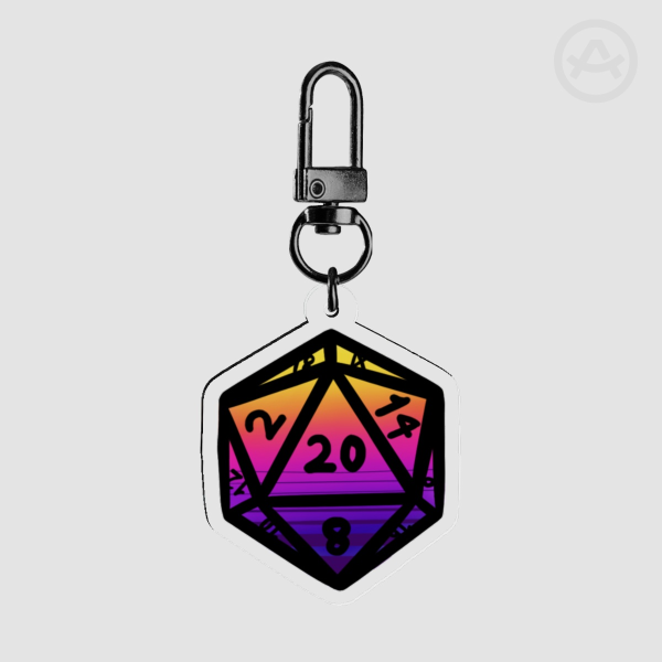 Synthwave D20 Dice Keychain