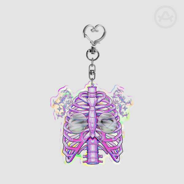 Ribcage -  Broken Glass Acrylic Keychain - 2.76"(70mm), ③