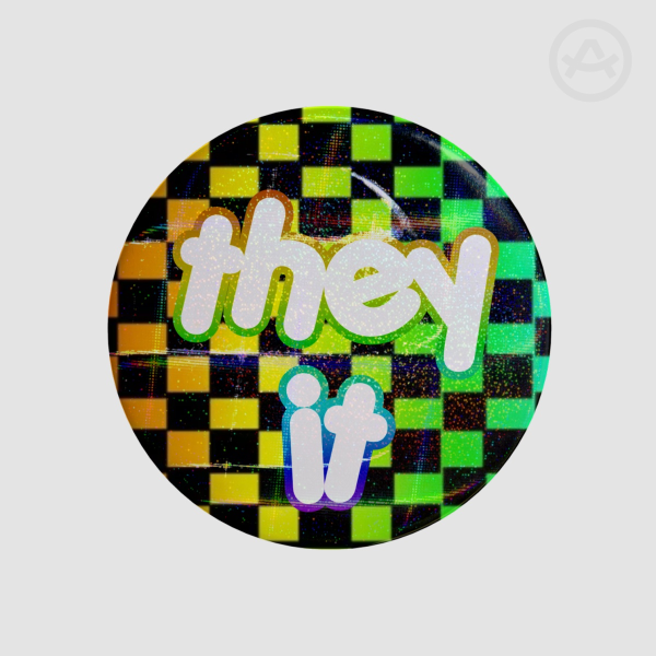 they/it scene rainbow Round Badges (Button Pins)