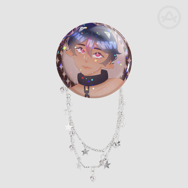 sparkle button with chains