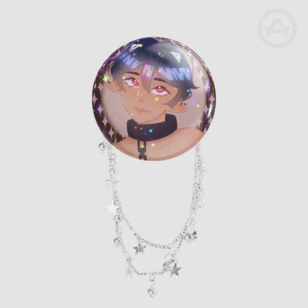 sparkle button with chains