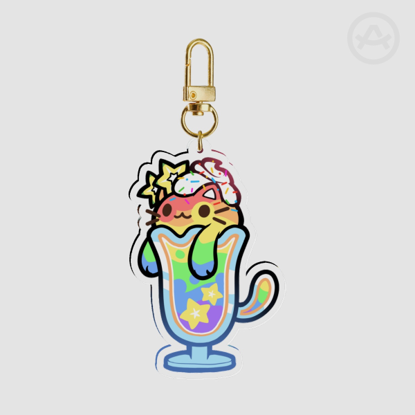 Fruity Milkshake Cat Keychain