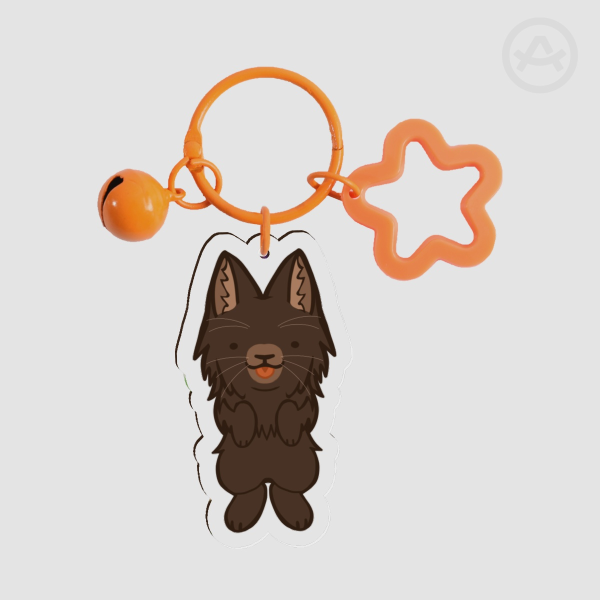 Brown Maine coon cat keychain