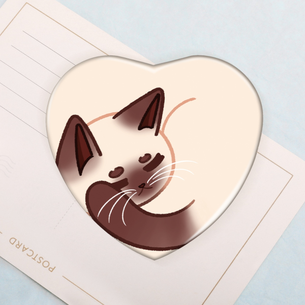 Color Point Cat Heart Shaped Badge