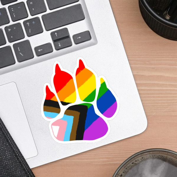 Progress Pride Pawprint Sticker