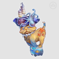 Adventurous Kitty Cat Clear Transparent Sticker
