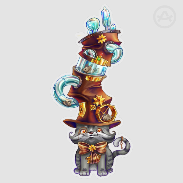 Steampunk Kitty Cat -Clear Transparent Sticker