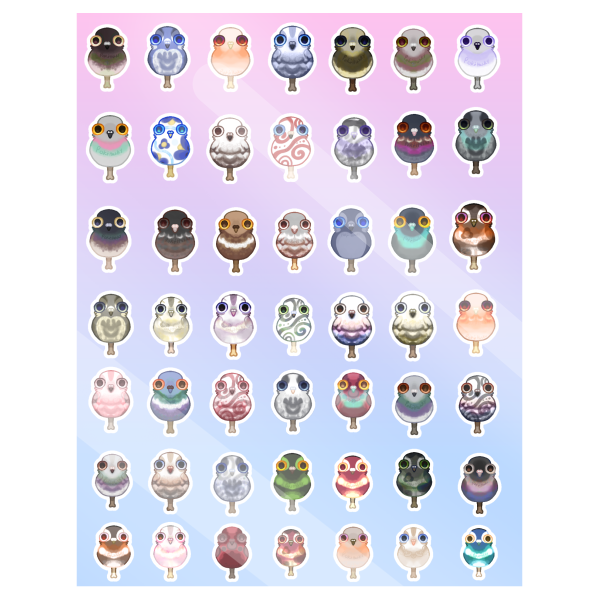 49pc Pigeon Drumstick Sticker Sheet