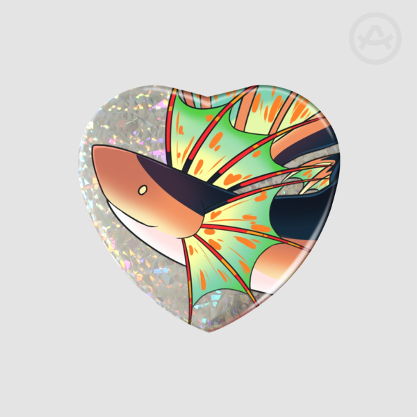 Plesioth Heart Shape Holographic Pin