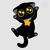 Black Kitty PET Vinyl Die Cut Sticker