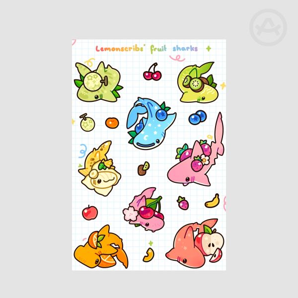 Fruit shark Sticker Sheet